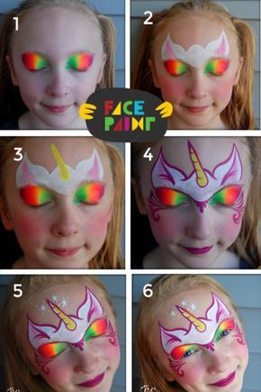 Top 6 Unicorn Face Paint Ideas – Facepaint.com Unicorn Face Paint, Face Painting Unicorn, Carnaval Make-up, Rainbow Face Paint, Bodysuit Tattoos, Face Paint Ideas, Girl Face Painting, Face Painting Tutorials, Rainbow Face