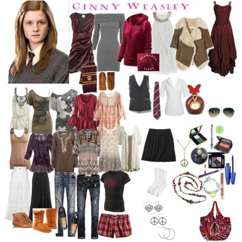 Ginny Weasley Ginny Weasley Outfit Ideas, Ginny Weasley Style, Ginny Weasley Outfits Aesthetic, Ginny Weasley Inspired Outfits, Ginny Weasley Aesthetic Outfit, Ginny Weasley Costume, Ginny Weasley Outfits, Gryffindor Outfit, Harry Potter Ginny Weasley