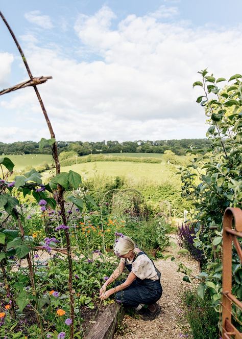 Landscape Along Fence, Gardening Tattoo, Garden Nails, Garden Fence Ideas, Gardening Aesthetic, Garden Tattoo, Farmer Girl, Aesthetic Garden, Potager Garden