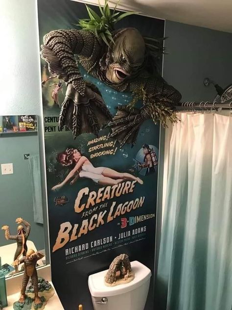 Lagoon Bathroom, Horror Home Decor, Horror Room, Creature From The Black Lagoon, Spooky Home Decor, The Black Lagoon, 3d Poster, Horror Decor, Goth Home