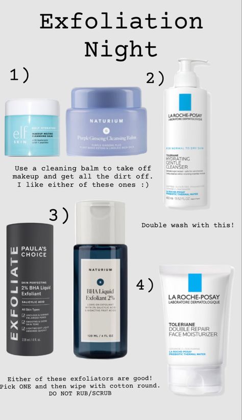 My go to for an exfoliation routine. This is my personal favorite night in my skin cycling routine! Skin Cycling Exfoliation, Skin Cycling For Sensitive Skin, Korean Skin Cycling Routine, Skin Cycling Routine 7 Days, Skin Cycling Routine For Acne, Textured Skin Routine, Skin Cycling Routine Products, Skin Cycling Routine, Exfoliation Routine