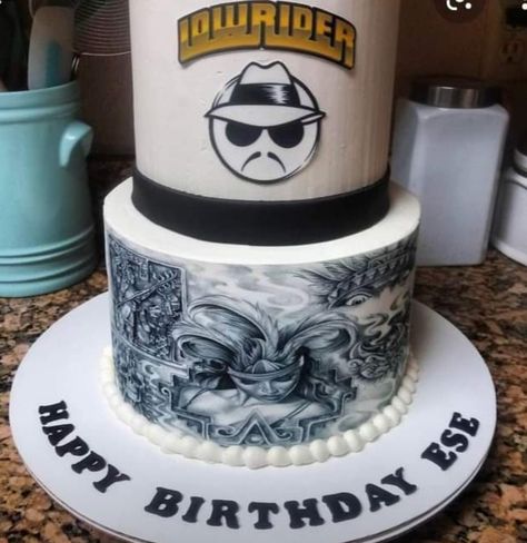 Lowrider Birthday Cake, Lowrider Birthday Party, Cholo Party Decorations, Gangster Party, Vegas Cake, Cholo Art, 85th Birthday, Custom Birthday Cakes, Dream Cake