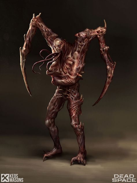 Necromorph Concept Art, Flesh Monster Art, Necromorph Art, Cosmic Horror Monster, Dead Space Necromorph, Horror Concept Art, Flesh Monster, Zombie Mutant, Space Monster