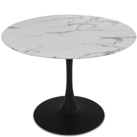 Zipcode Design™ Eatman 40" Pedestal Dining Table | Wayfair Modern Dining Table Black, Small Round Dining Table, Dining Table For 4, Faux Marble Dining Table, Round Pedestal Dining, Round Pedestal Dining Table, Artificial Marble, Marble Dining Table, Marble Dining