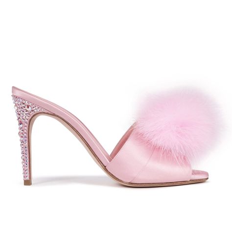 GINA are proud to confirm that this is the MALIBU mule as featured in the Barbie movie. All GINA shoes are handcrafted in our London Atelier.  Therefore, due to overwhelming global demand, please be aware that your handmade MALIBU shoes may take slightly longer to deliver than usual. Pink Fur Heels, Baby Pink Satin, Fur Heels, Barbie Shoes, Pink Fur, Pink Girly Things, Satin Heels, Stiletto Sandals, Pink Shoes