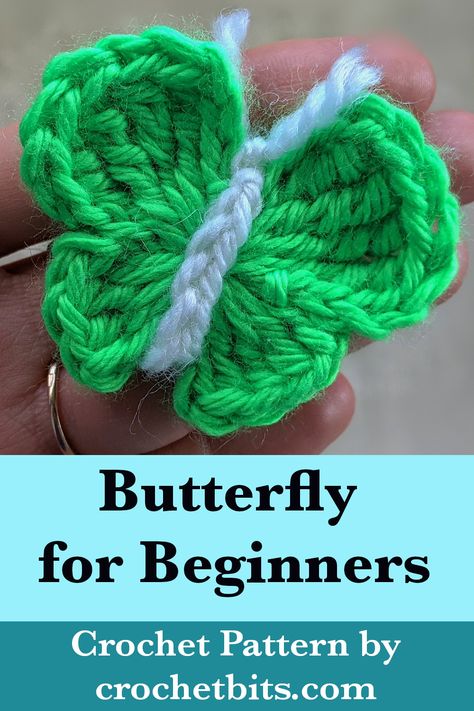 Crochet Butterfly Pattern Simple Crochet Butterfly, Free Crochet Butterfly Pattern, Crochet Butterfly Free Pattern Easy, Butterfly Crochet Pattern Free, Easy Crochet Butterfly, Spring Crochet Ideas, Crochet Butterfly Applique, Crochet Butterfly Free Pattern, Butterfly Ideas