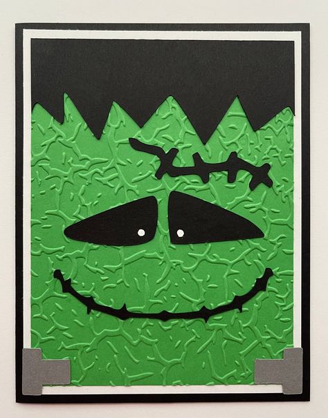 Handmade A2 card with envelope. All my cards are made with high quality 65lb. cardstock Cards will be wrapped carefully and shipped quickly! Size - 5.5" x 4 1/4" Wording... Outside - "Blank" Inside - "Happy Halloween!" Special items used - Layered, 3D All items come from a smoke free home. Thank you for visiting! Childrens Halloween Crafts, Frankenstein Card, Halloween Cards Diy, Cardstock Cards, Fall Cards Handmade, Halloween Frankenstein, Simple Cards Handmade, Cards Halloween, Handcrafted Cards