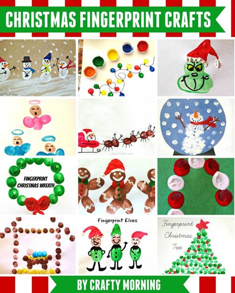 Christmas Fingerprint, Fingerprint Crafts, Crafty Morning, Fingerprint Art, Deco Table Noel, Winter Kindergarten, Handprint Crafts, Christmas School, Preschool Christmas