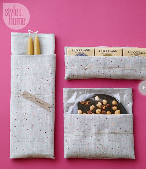 Tea towel hostess gifts. Fold a tea towel around another small gifts (think taper candles, hand soaps or chocolate) to form a pouch and wrap some string around the package a few times for a decorative effect. http://www.styleathome.com/shopping/gifts/christmas-gift-guide-tea-towel-hostess-gifts/a/45666/3 Decorative Tea Towels, Home Organization Ideas, Frugal Christmas, Budget Decor, Hand Soaps, Gifts Wrapping, Small Christmas Gifts, Tea Towel Gift, Decorative Towels