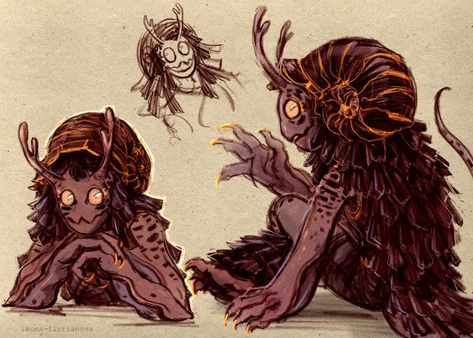 Fungi Monster, Snail Character Design, Humblewood Art, Snail Monster, Spider Character Design, Monsters Concept Art, Snail Art, Owl Head, Ha Ha Ha