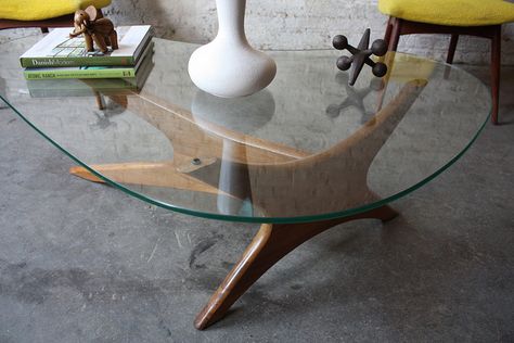 Amazing Adrian Pearsall Biomorphic Solid Walnut and Glass MCM Coffee Table 1465-T (Craft Associates, U.S.A., 1950's) Mcm Glass Coffee Table, Mcm Coffee Table, Coffee Table Glass, Round Glass Coffee Table, T Craft, Adrian Pearsall, Table Glass, Glass Top Coffee Table, Glass Coffee Table