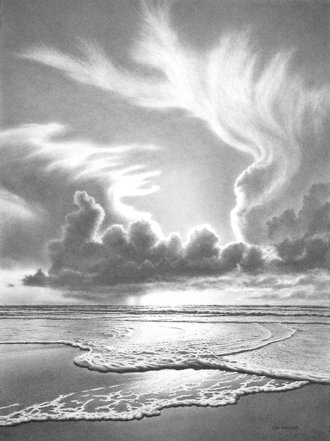 Seascape drawings by Lee Mothes — Oceans and Dreams Night Sky Drawing, Sky Drawing, Drawing Sky, Wave Drawing, Dream Painting, Ocean Surf, Sky Pictures, Illustrator Artist, Ocean Wall Art