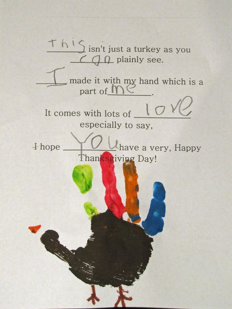 christmas handprint poems | may be biased... but isn't this SOOOOO cute?! Poem For Preschoolers, Thanksgiving Handprint, Thanksgiving Poems, Thanksgiving Kindergarten, Thanksgiving School, Turkey Handprint, Thanksgiving Classroom, Simple Thanksgiving, Thanksgiving Projects