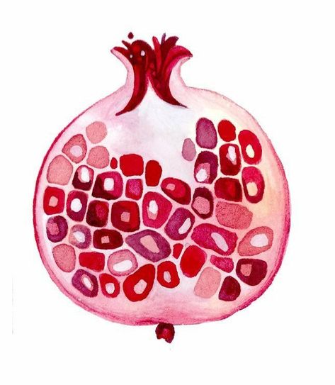 Watercolor Layering, Pomegranate Watercolor, Pomegranate Art, Gouache Illustration, Arte Sketchbook, Fruit Art, Watercolor Inspiration, Watercolor Ink, Pottery Painting