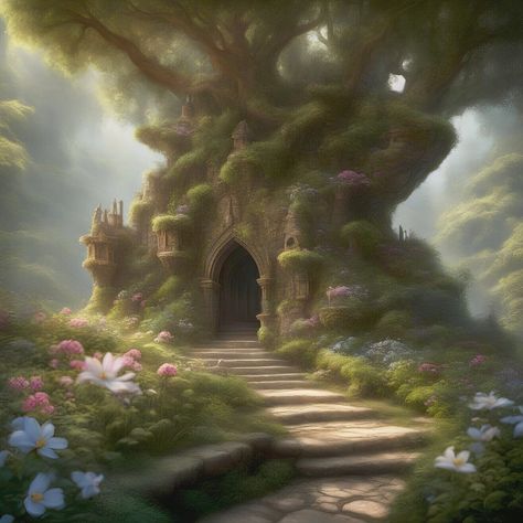 It's a fairy castle hidden in a tree. Is this where Mojo the Twisted Fairy lives? I've been exploring the different places the fairies could live. Thank you for supporting WaryTales! I appreciate it. Fairy Palace, Tree Castle, Fairy Court, Fairy Town, Fairy Games, Fairy Kingdom, Fairy World, Nature Magic, Hollow Tree