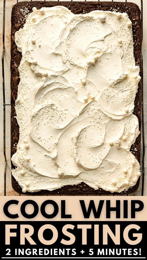 Cool Whip Icing Recipe, Cool Whip Frosting Recipe, Whipped Icing Recipes, Pudding Icing, Icing Recipe For Cake, Homemade Cool Whip, Whip Frosting, Recipes With Cool Whip, Pudding Frosting