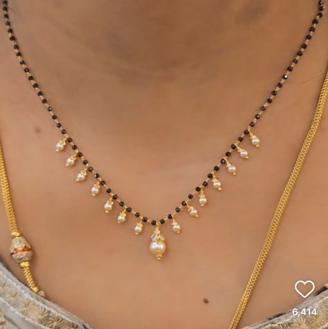 Gold Black Beads Chain Indian, Pearl Black Beads Chain, Black Beads With Pearls, Black Beads Jewellery Designs, Black Bead Chains Gold, Black Beaded Jewelry Gold Latest, Black Beads Mangalsutra Design Indian, Black Beads Necklace Indian Gold, Beads Jewelry Indian Gold Latest