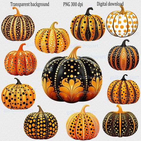 Dotted Pumpkins, Funky Pumpkins, Printing On Clothes, Whimsical Autumn, Autumn Pictures, Thema Halloween, Pumpkin Images, Halloween Pumpkins Painted, Pretty Pumpkins