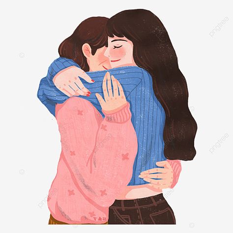 Mother And Daughter Drawing, Hug Cartoon, Mother Clipart, Hugging Drawing, Hug Illustration, Mother Daughter Art, Watercolor Flower Background, Black And White Cartoon, Lgbt Art