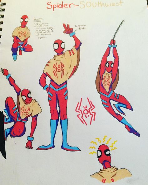 Matthew Willetto on Instagram: “My spidersona!!!! Spider-Southwest! He got his power from the spirit of the spider! He has all the normal powers of spider folk, but his…” Spidersona Art Male, Spiderverse Spidersona, Spider Sonas, Spidersona Base, Spider Oc, Spidersona Art, Spider Sona, Spider People, Spiderman Characters