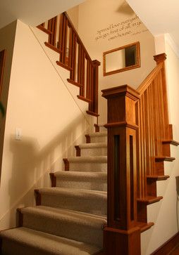 Prairie Style Ranch Remodel: Staircase and Railing Detail - traditional - staircase - columbus - RTA Studio Craftsman Stairs, Craftsman Staircase, Victorian Staircase, Small Bedroom Remodel, Traditional Staircase, Craftsman Interior, Ranch Remodel, Craftsman Homes, Stair Railing Design