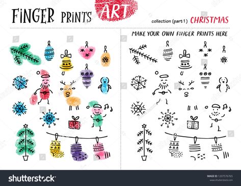 Finger prints art. The task teaches your kids how to make different Christmas attributes. Collection in vector. Christmas. Part 1. #Ad , #spon, #task#teaches#kids#Finger Finger Paint Ornaments, Finger Print Animals, Christmas Finger Print Art, Finger Print Christmas Art, Christmas Fingerprint Art For Kids, Christmas Thumbprint Art, Christmas Finger Painting, Fingerprint Christmas Ornaments, Christmas Fingerprint Art