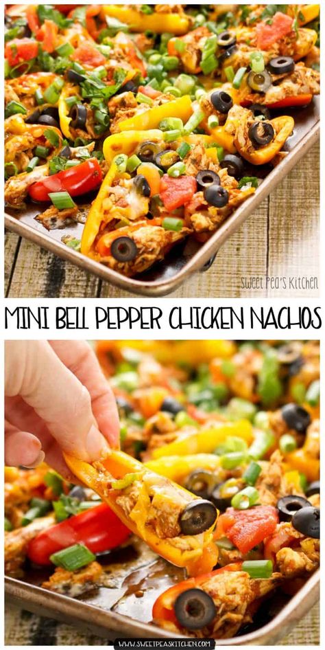 Pepper Nachos, Mini Bell Peppers, Ww Lunch, Healthy Nachos, Pepper Sandwich, Nachos Recipe Easy, Fingerfood Party, Chicken Healthy, Chicken Nachos