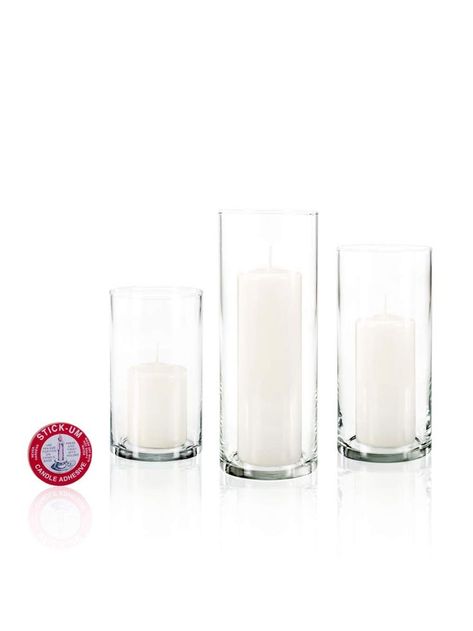 yummi Set of 36 Slim Pillar Candles and Cylinder Vases - White White Pillars, Votive Candles Wedding, Square Pillar Candles, Floating Candle Centerpieces Wedding, Pillar Candles Wedding, Yummi Candles, Wedding Pillars, Floating Candles Wedding, Floating Candle Holders