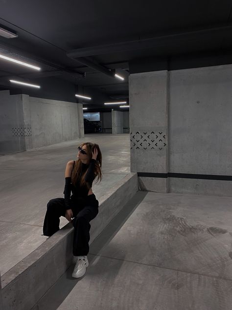 Car Park Aesthetic Photoshoot, Parking Pictures Instagram, Underground Parking Photoshoot, Parking Photoshoot Ideas, Parkade Photoshoot, Garage Photoshoot Aesthetic, Car Garage Photoshoot, Car Park Pics, Posing With Car