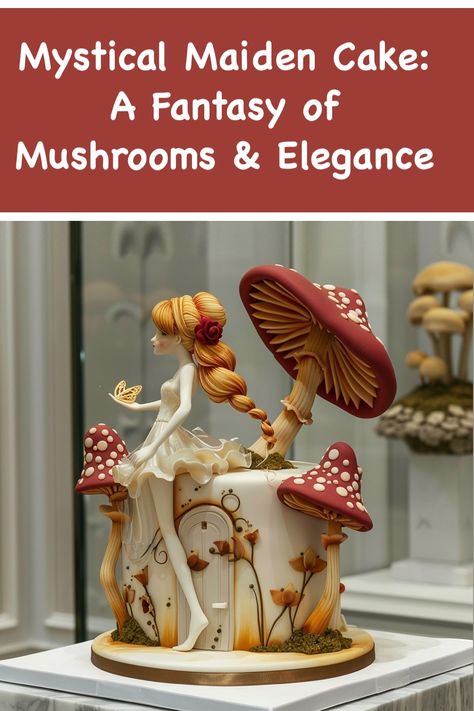 Mystical Maiden Cake Idea: A Fantasy of Mushrooms and Elegance Mushroom Cake, Art Cake, Sweet Art, Bday Cake, Elegant Cakes, Birthday Treats, Baking Tips, Cake Art, Cake Ideas