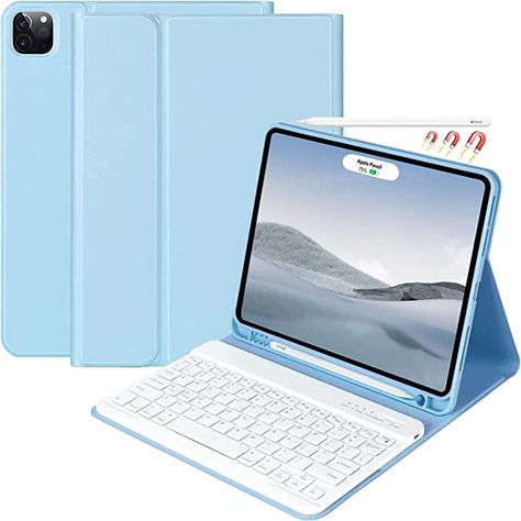 Ipad Pro Case With Keyboard, Blue Ipad Case Aesthetic, Ipad With Keyboard And Pencil, Ipad Pro 12 9 Case With Keyboard, Ipad With Pen And Keyboard, Ipad Pro 12 9 Case Aesthetic, Ipad Pro Case 12.9, Ipad 12.9, Ipad 12.9 Pro