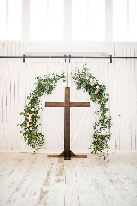 Cross Wedding Arch Flower, Cross Wedding Arch Ideas, Timeless And Romantic Wedding, Wedding Cross Background, Wedding Crosses Altar, Cross Arbor Flowers, Wedding Arch Ideas Cross, Cross Arbor For Wedding, Crosses For Wedding Ceremony