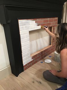 DIY Electric Fireplace Diy Fireplaces, Diy Electric Fireplace, Diy Shiplap Fireplace, Diy Fireplace Mantle, Painted Fireplace, Electric Fireplace Mantle, Faux Fireplace Mantels, Fireplace Diy, Yard Makeover