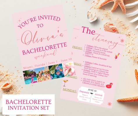 Bachelorette Invite, Bachelorette Party Itinerary, Bachelorette Planning, Bachelorette Invitation, Bachelorette Invitations, Flower Bar, Bach Party, Party Needs, Bachelorette Weekend