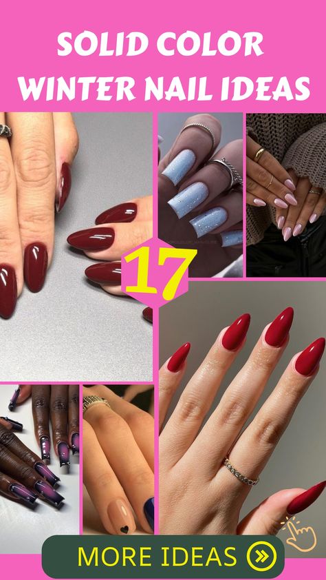 Solid Color Winter Nail Ideas Burgundy Nail Polish, Winter Nail Ideas, Silver Nail Polish, Grey Nail Polish, Brown Nail Polish, Yellow Nails Design, Nail Collection, Solid Color Nails, Gray Nails