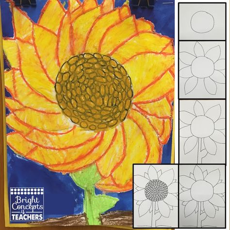 Directed Drawings: More Than Just Art Sunflower Directed Drawing, Direct Drawing, Blog Title, 2nd Grade Art, Guided Art, 3rd Grade Art, Directed Drawing, Kindergarten Art, Plant Drawing