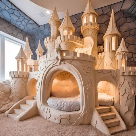 Castle Beds, Rapunzel Castle, Golden Castle, Castle Bed, Fairy Tale Castle, Castle Bedroom, Cool Bunk Beds, Fun Furniture, Room Corner