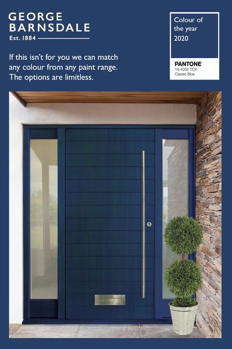 Dark Blue Doors Front Entrance, Blue Composite Front Door, Blue Doors Front Entrance, Door Stand, Pantone Colour Of The Year, Blue Front Door, Modern Exterior Doors, Contemporary Front Doors, Main Entrance Door Design