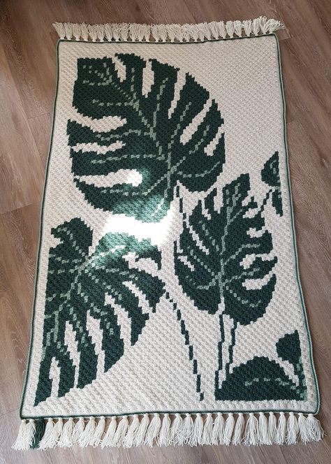 Crochet Monstera Leaf Blanket, Crochet Monstera, Crochet Symbols, Crochet Stitches Free, Crochet Plant, Crochet Lace Pattern, C2c Crochet, Crochet Tapestry, Afghan Crochet Patterns