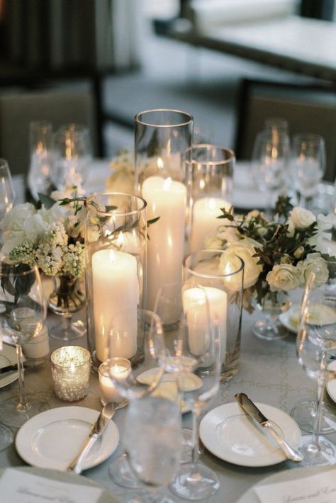 Tuscany Wedding Centerpieces, Candle Trio Wedding Centerpiece, Circle Table Wedding Decor Candles, Candle Focused Wedding Centerpiece, Round Wedding Tables Decoration, Round Table Wedding Decor Candles, Timeless Centerpieces Wedding, Ikea Wedding Centerpiece, Romantic Candle Wedding Centerpieces