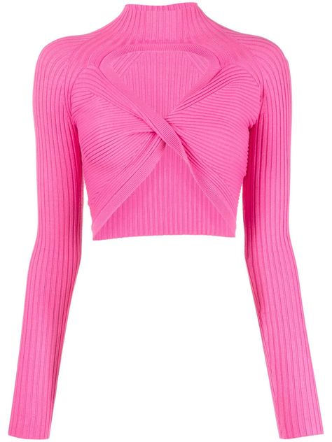 Fashion Wishlist, Curator Style, Raglan Sleeve, Ribbed Knit, Hot Pink, High Neck, Cut Out, Jumper, Couture