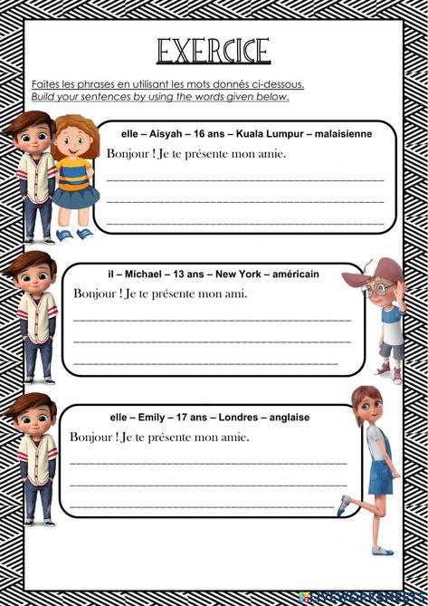 Presenter Quelqu'un activity Learning French For Kids, French Conversation, French Worksheets, French For Beginners, Learning French, French Education, French Classroom, French Vocabulary, French Class