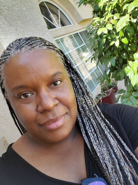 Cool summer braids...display your grey! Grey Braids For Black Women, Salt And Pepper Braids Black Women, Braids For Older Black Women, Braids For Older Black Women Over 50, Gray Braids, Silver Braids, Vacay Hair, Grey Braids, Hair Color Grey Silver