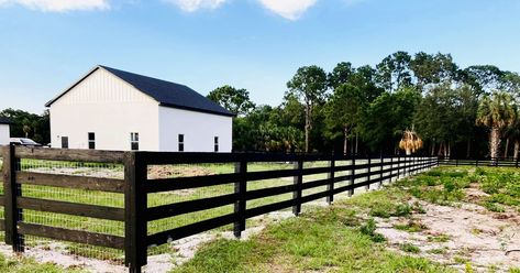 This beautiful Black painted Ranch Rail not only stands out, but adds years to your fence life! Call to schedule your Free Quote today 407-900-2940 Farm Fence, Free Quote, Free Quotes, Black Paint, Fence, Quick Saves, Black