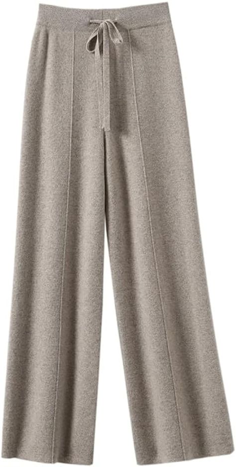 Alonepat Female 100% Merino Wool Pencil Pants Thick Warm High-End Cashmere Knitted Wide-Leg Pants Beige M : Amazon.ca: Clothing, Shoes & Accessories Luxury Wool Pants For Women, Chic Full-length Wool Bottoms, Winter Full-length Wool Pants, Luxury Wool High-waisted Wide Leg Pants, Casual Wide-leg Cashmere Pants, Winter Loungewear, Womens Pants Design, Winter Pants, Pencil Pants