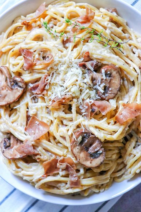 Instant Pot pasta recipes are one of my favorite easy weeknight dinner solutions. This rich and creamy mushroom prosciutto pasta is quick and easy to make in your pressure cooker, yet feels so decadent! This delicious Instant Pot mushroom pasta is on our regular dinner rotation when we need easy, one-pot dinners. Click or visit FabEveryday.com for the easy one-pot pasta recipe. Cream Of Mushroom Pasta, Pasta Instant Pot, Prosciutto Recipe, Best Fried Chicken Recipe, Pasta With Mushrooms, Prosciutto Pasta, Recipe Mushroom, Prosciutto Recipes, Mushroom Recipes Pasta