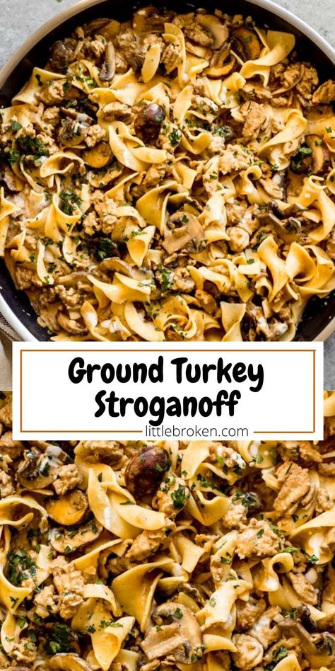 Ground Turkey Stroganoff -  #ground #Stroganoff #Turkey Ground Turkey Mushroom Stroganoff, Healthy Stroganoff Recipe Ground Turkey, Simple Turkey Meat Recipes, Different Ground Turkey Recipes, Turkey Stroganoff Recipe Healthy, Meals To Cook With Ground Turkey, Easy Dinner Recipes For Two Ground Turkey, Ground Meat Recipes Dairy Free, Ground Turkey Stroganoff Crockpot