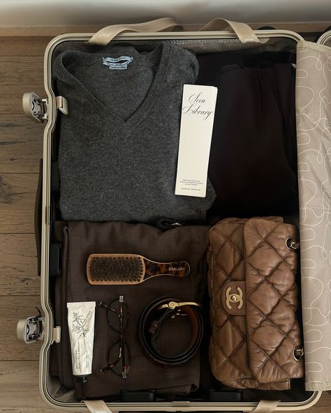 Brown luggage to go with my outfits :) @monostravels ad Packing Up Aesthetic, Little Luxuries Aesthetic, Luxury Luggage Aesthetic, Brown Vibes Aesthetic, Travel Aesthetic Luggage, Packing Suitcase Aesthetic, Brown Fashion Aesthetic, Luggage Closet, Am I A Bad Person