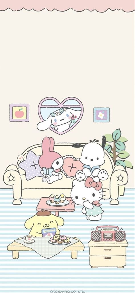 Credit : Sanrio Co.Ltd Asian Illustration, Pink Wallpaper Kawaii, Sanrio Christmas, 헬로키티 배경화면, Theme Wallpaper, Melody Hello Kitty, Iphone Wallpaper Kawaii, Hello Kitty Characters, Hello Kitty Backgrounds