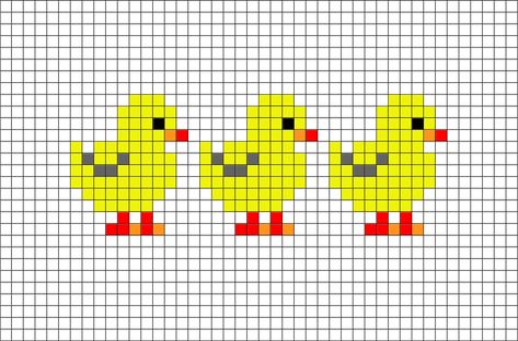 Chicks Pixel Art – A chick is a bird that has not yet reached adulthood. - Download FREE Pixel Template Duck Pixel Art Grid, Duck Pixel Art, Pixel Chicken, Pixel Art Small, Chicken Cross Stitch, Rubber Duckies, Tiny Cross Stitch, Small Cross Stitch, Cross Stitch Bird